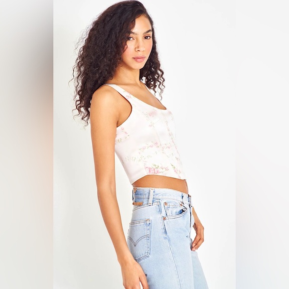 NWT LoveShackFancy Mori Silk Bustier Crop Top Sz 10 - Picture 4 of 8
